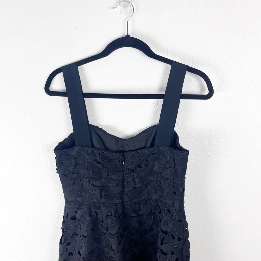 J. CREW Black Lace Sweetheart Back Zipper Oversized Straps Midi Dress Size 4